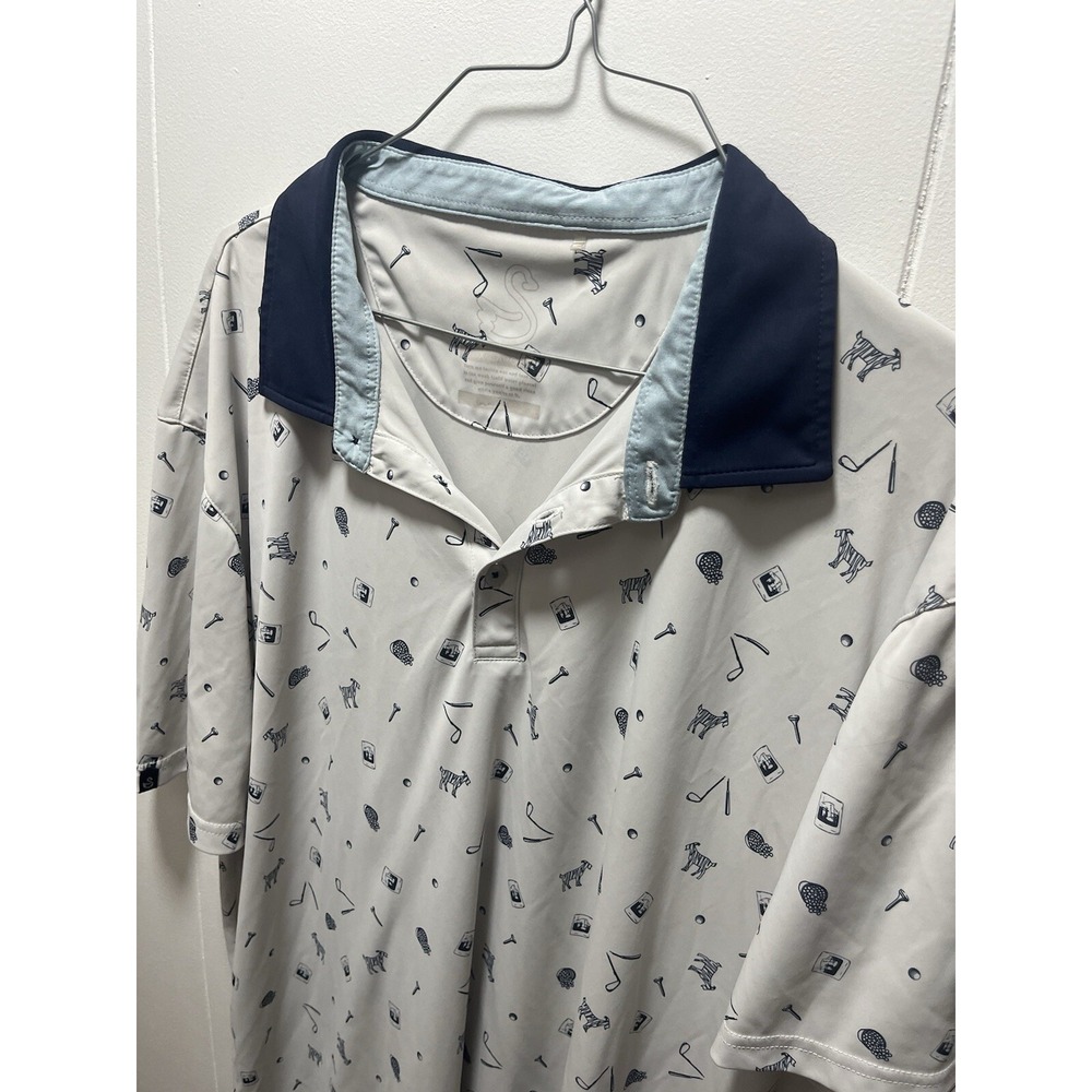 Swannies Shirt Mens Size XL Polo Gray All Over Print Performance Stretch Golf - Picture 6 of 7